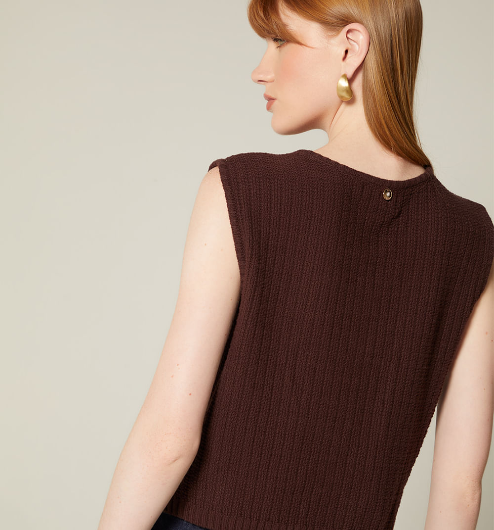 Chaleco Tejido Botón Joya