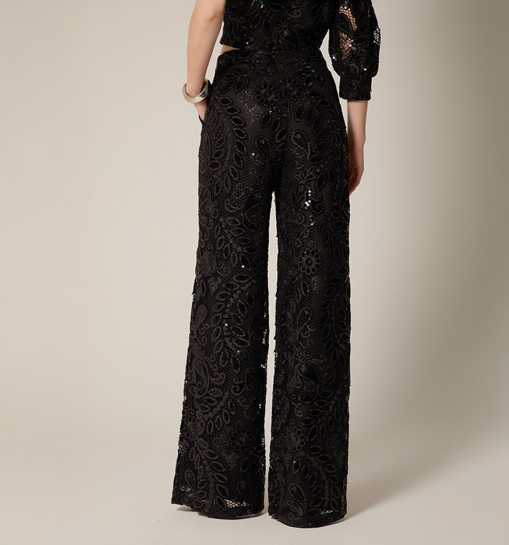 Pantalón De Encaje Y Lentejuelas