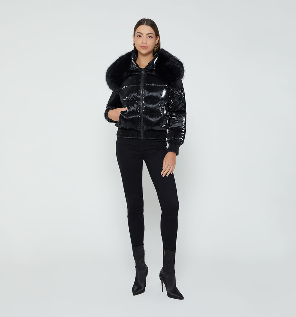 Chamarra Acolchada Cuello De Pelos