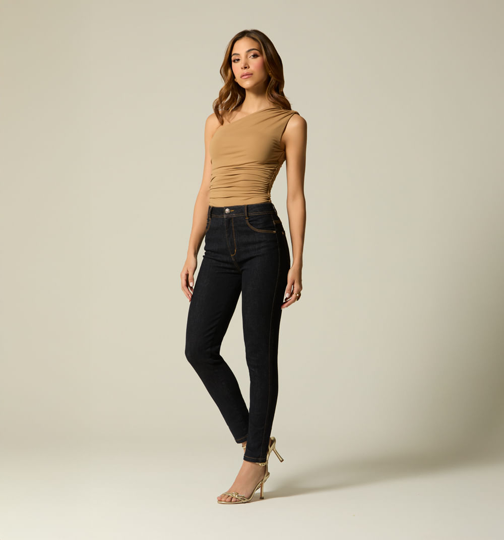 Body De Un Solo Hombro Con Zurcido