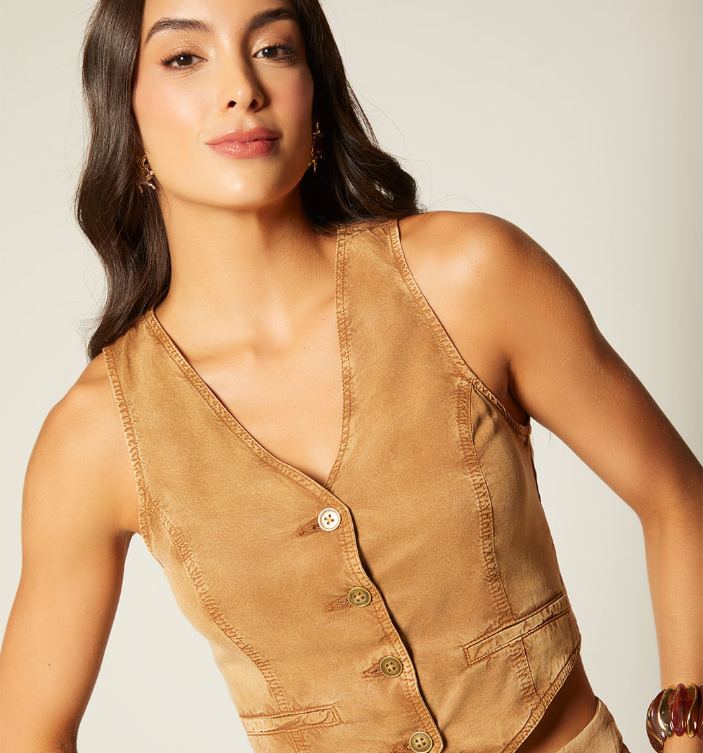 Chaleco Corto Con Ribete