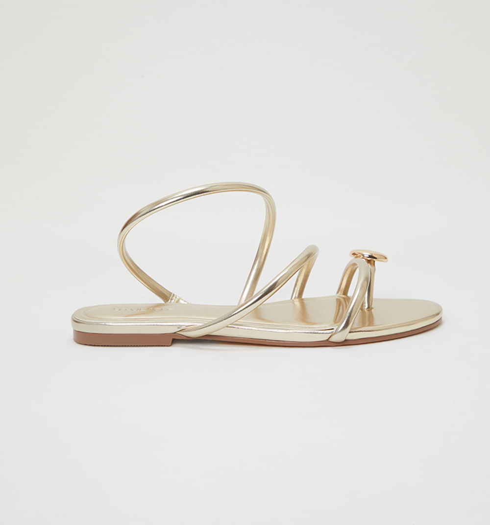 Sandalia Plana Con Detalles Metalicos