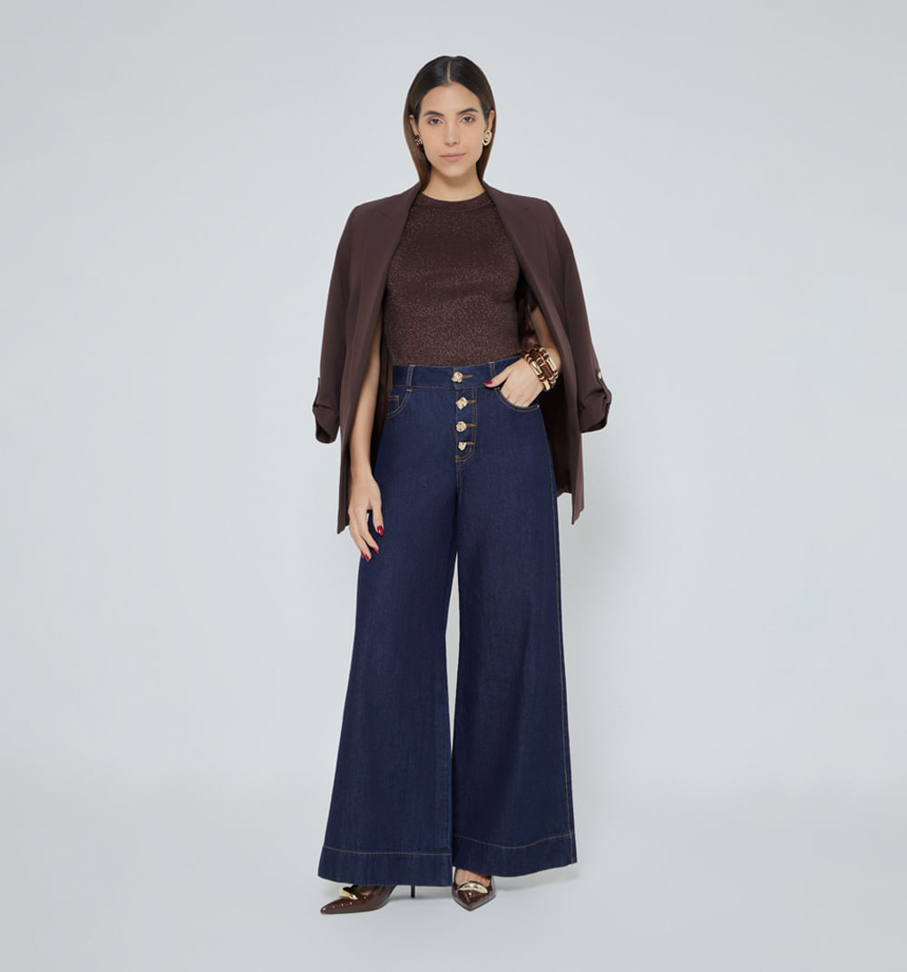 Blusa Cuello Redondo  Con Lurex