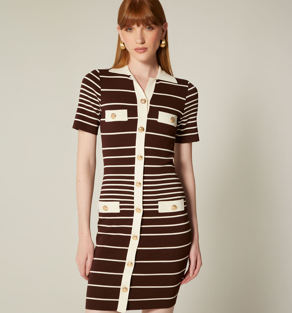 Vestido Manga Corta Cuello Tipo Polo