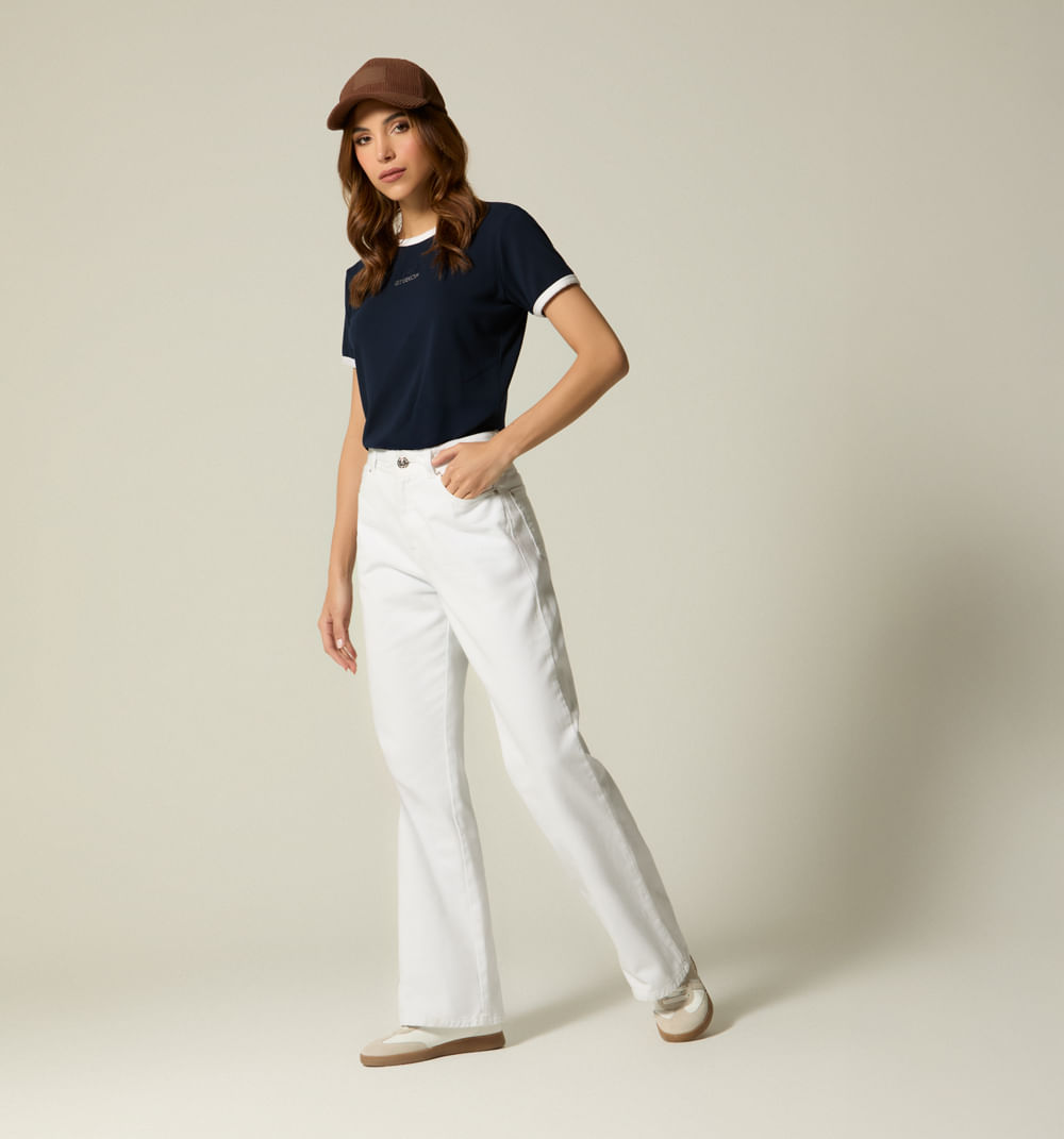 Jean Recto Collins Tiro Alto 5 Bolsillos