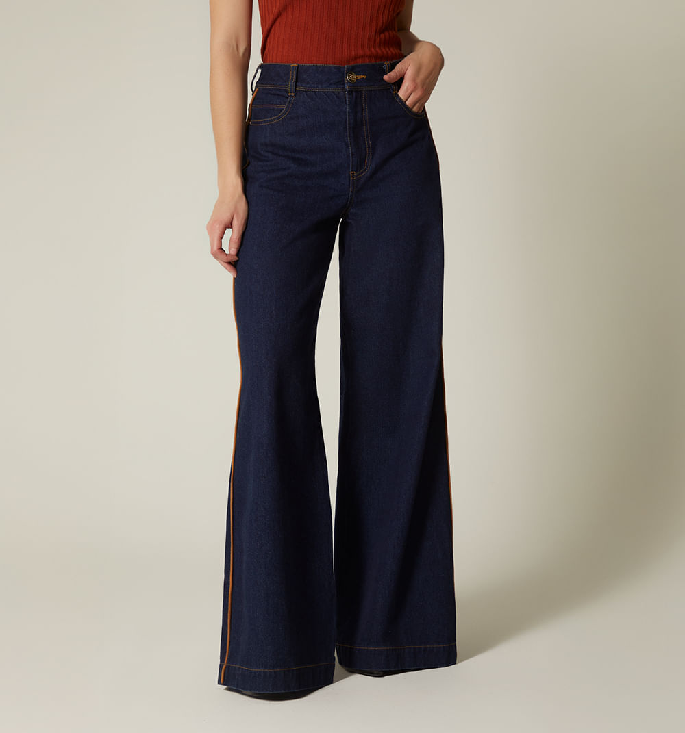 Jean Palazo Tiro Super Alto Con Cortes