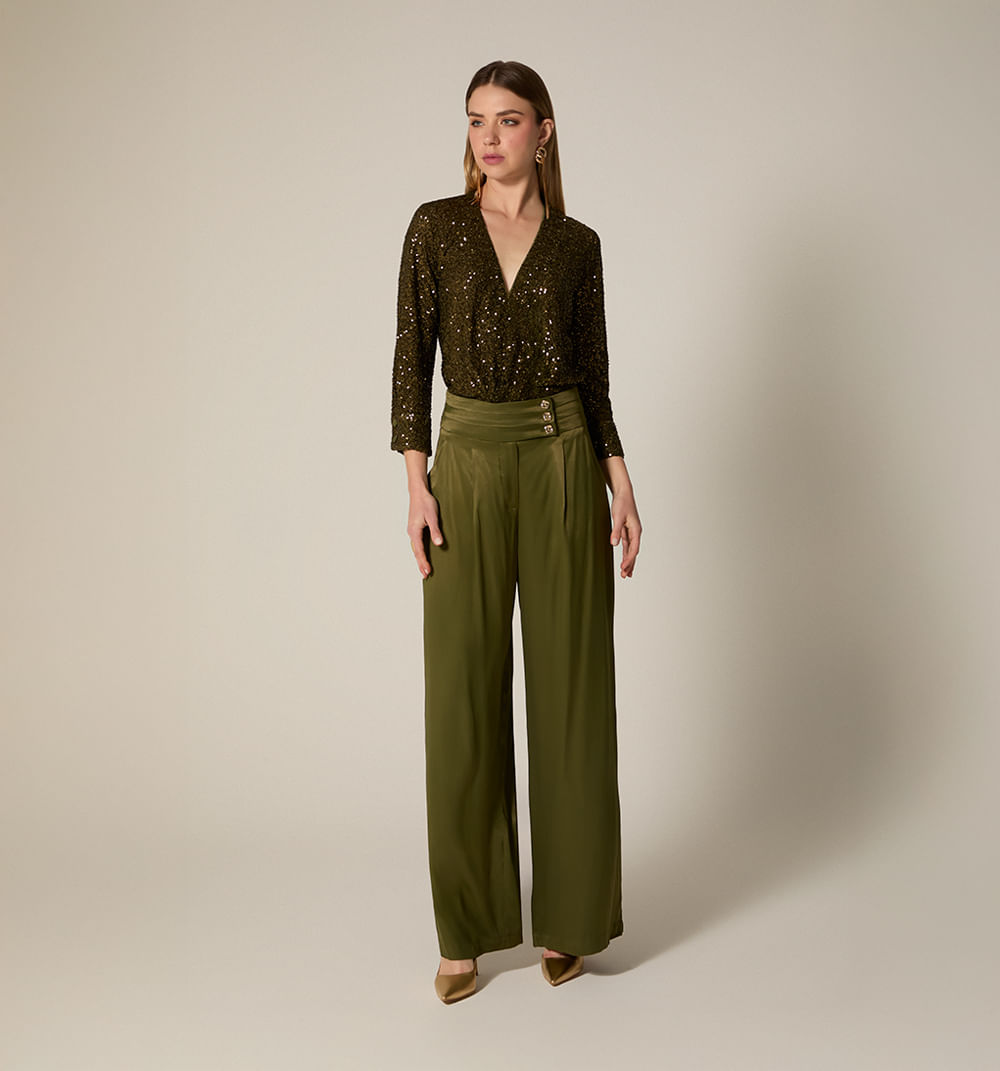 Pantalon Palazo Tiro Alto Pretina Ancha