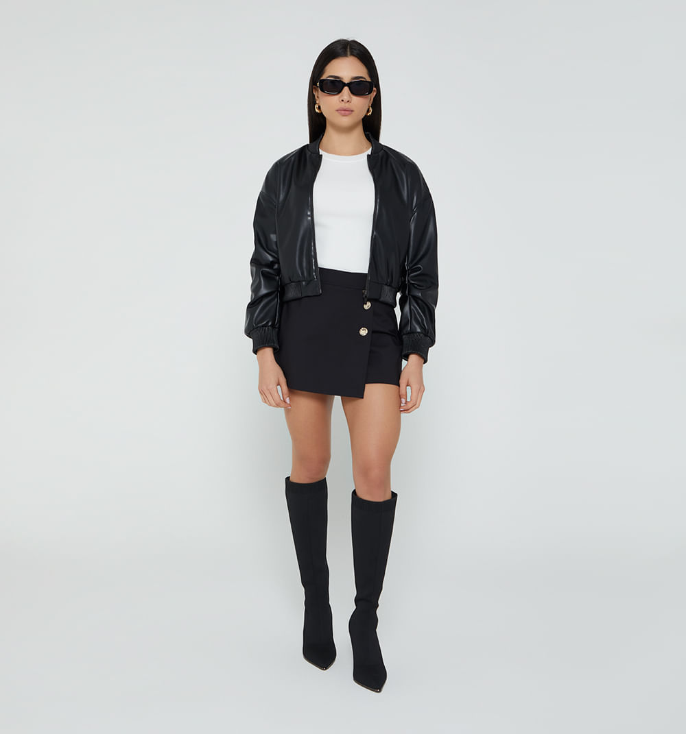 Falda Short Corta Con Botones