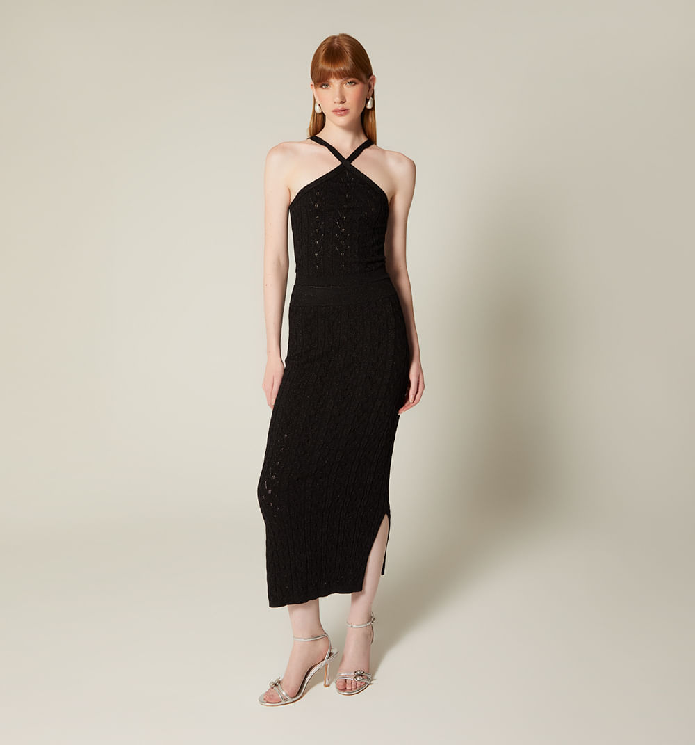 Falda Larga Tejida Con Lurex