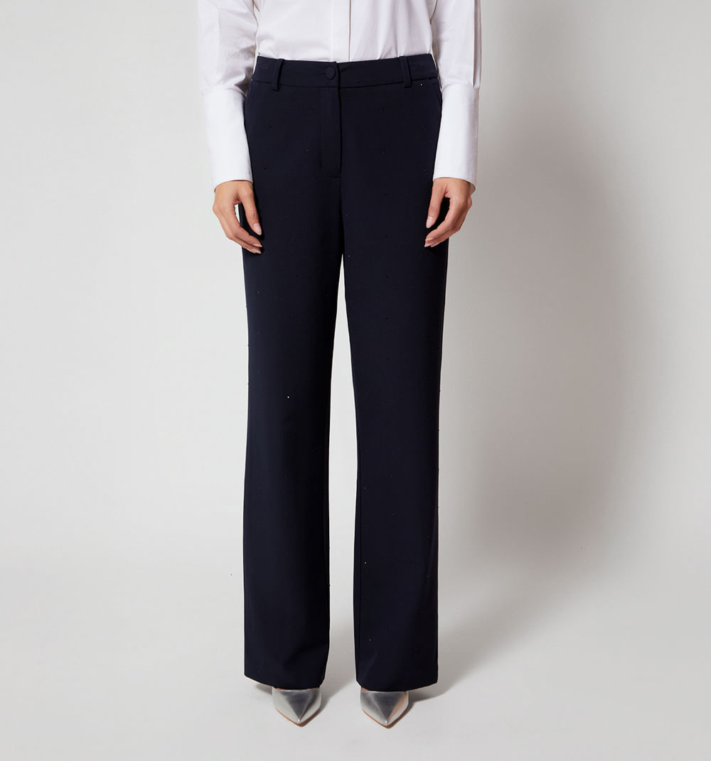 Pantalon Recto Con Apliques Hotfix