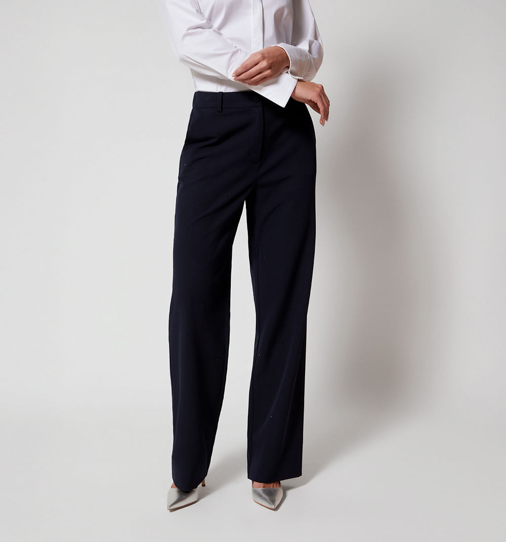 Pantalon Recto Con Apliques Hotfix