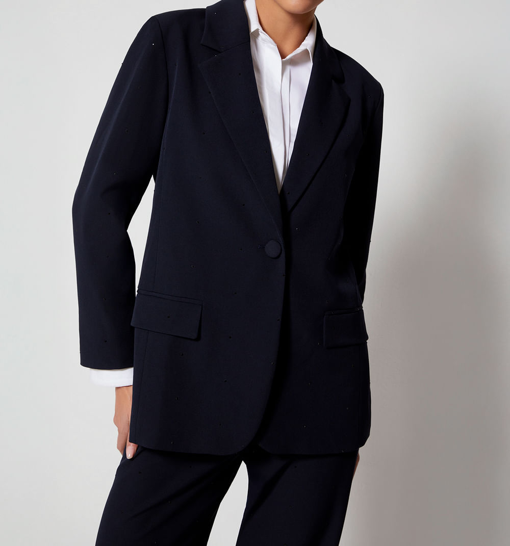 Blazer Clasico Con Apliques Hotfix