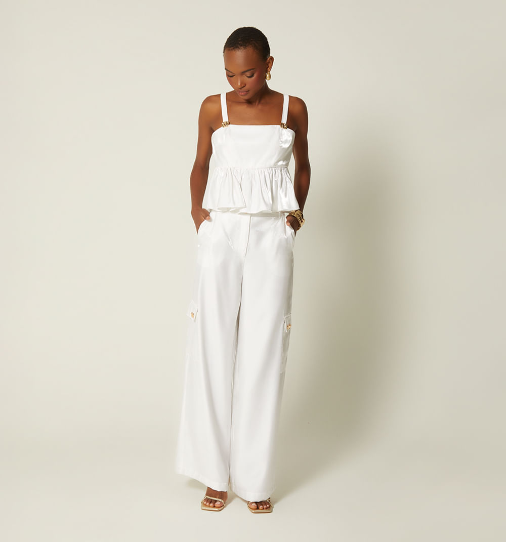 Pantalon Tiro Alto Con Correa