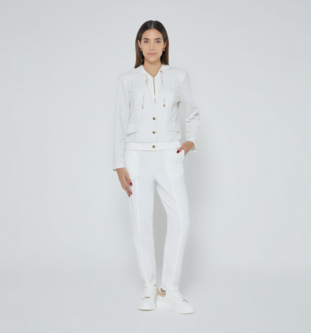 Chamarra Tweed Deportiva Con Capucha