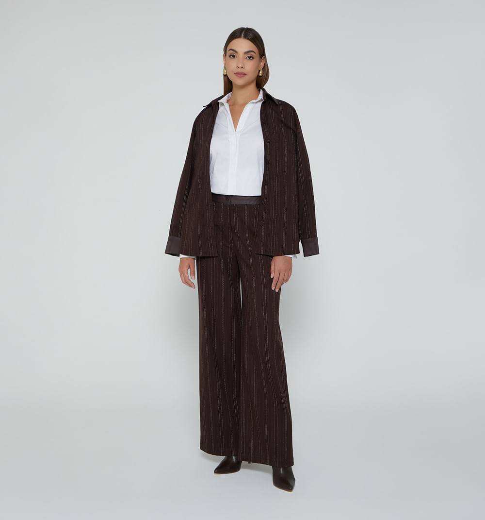 Pantalón Recto Pretina En Pu