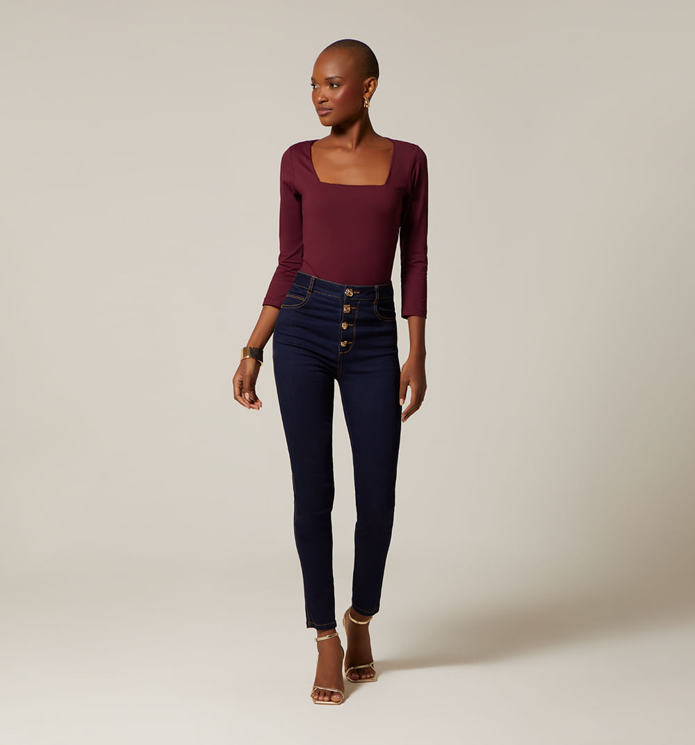 Jean Ultraslim Tiro Super Alto Botones