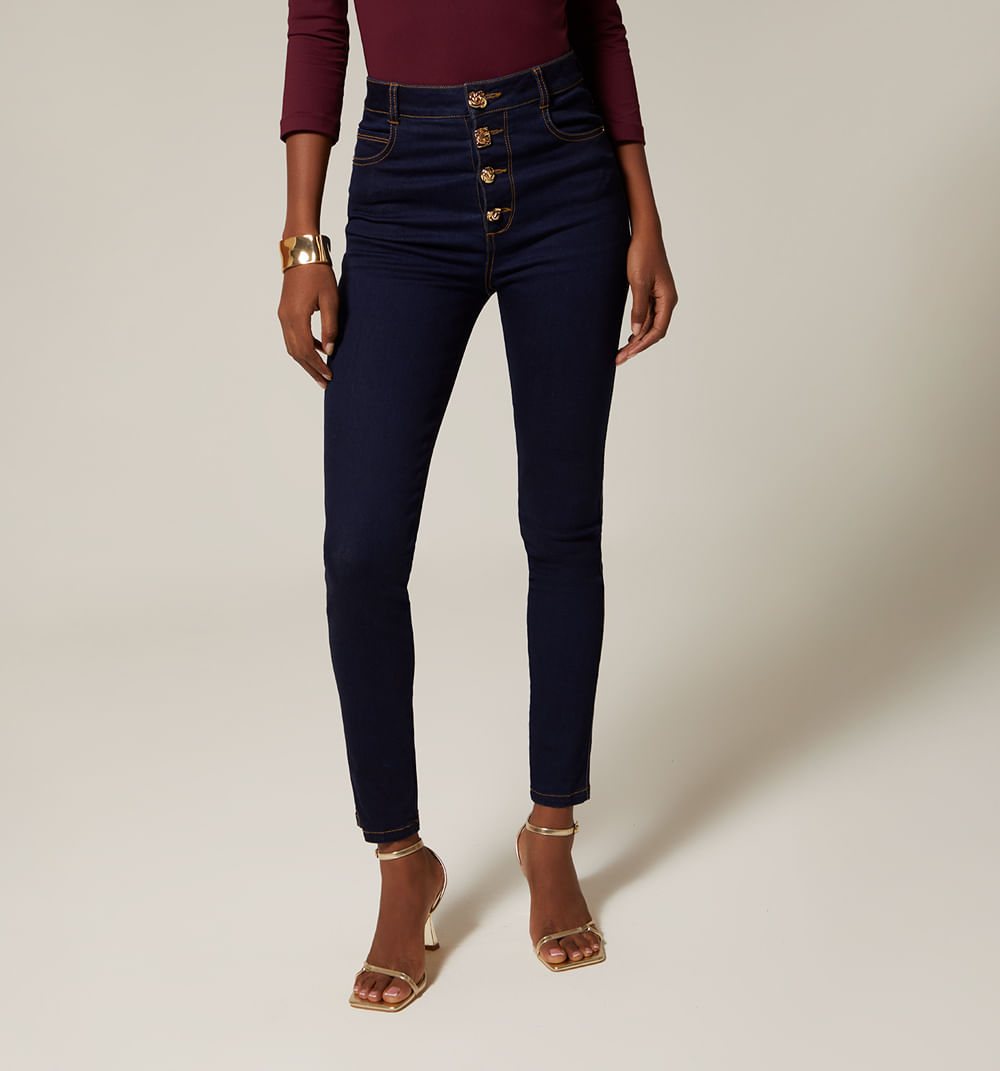 Jean Ultraslim Tiro Super Alto Botones