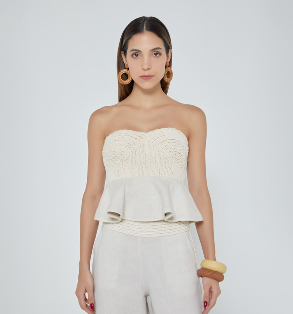 Blusa Peplum Strapless