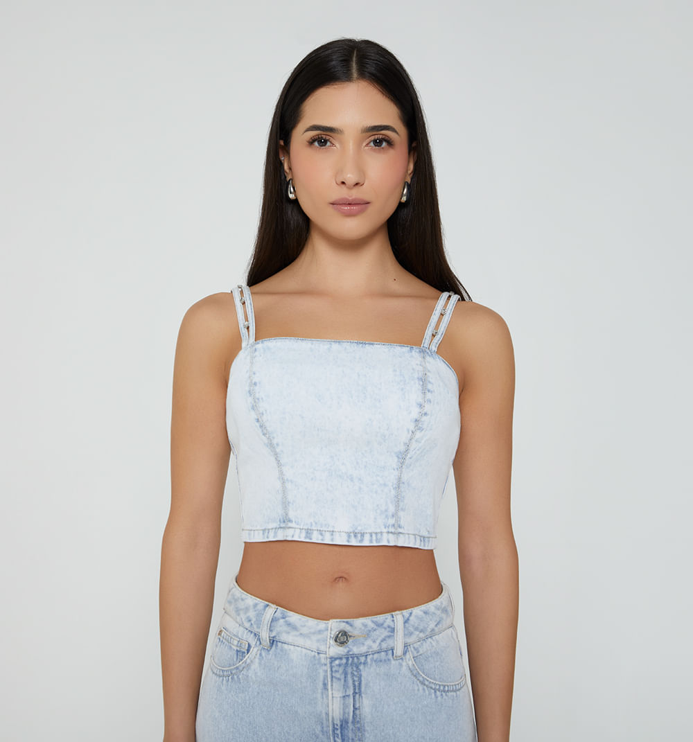 Blusa Crop De Tiras Con Cristales