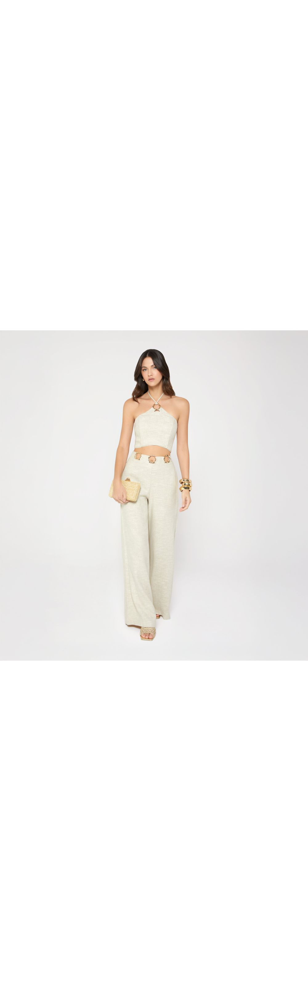 Blusa Con Herraje Y Anudado Al Cuello