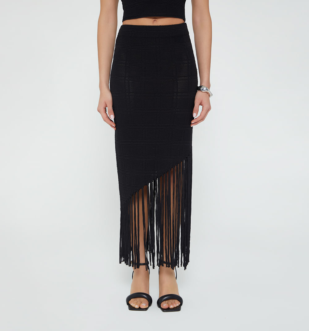 Falda Tejida Para Mujer Con Flecos