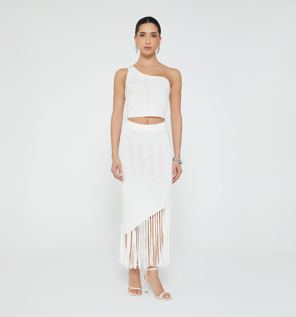 Falda Tejida Para Mujer Con Flecos