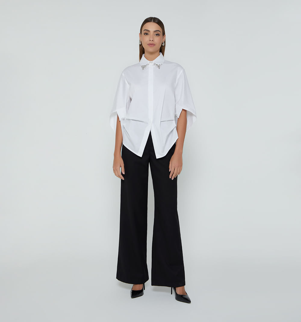 Bluson Manga 3/4 Con Aplique En Cuello