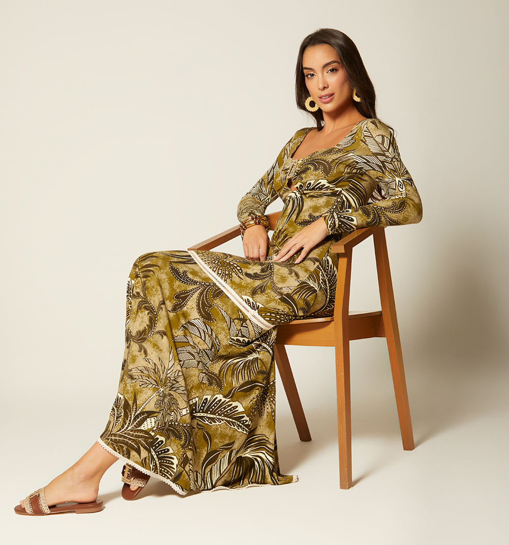 Vestido Largo Manga Larga