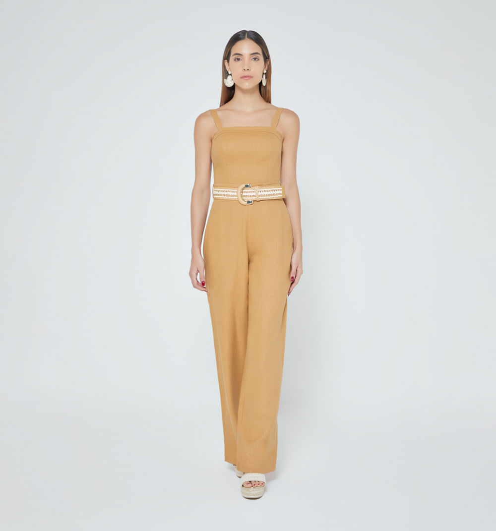 Enterizo Palazo De Tiras Con Cinturon