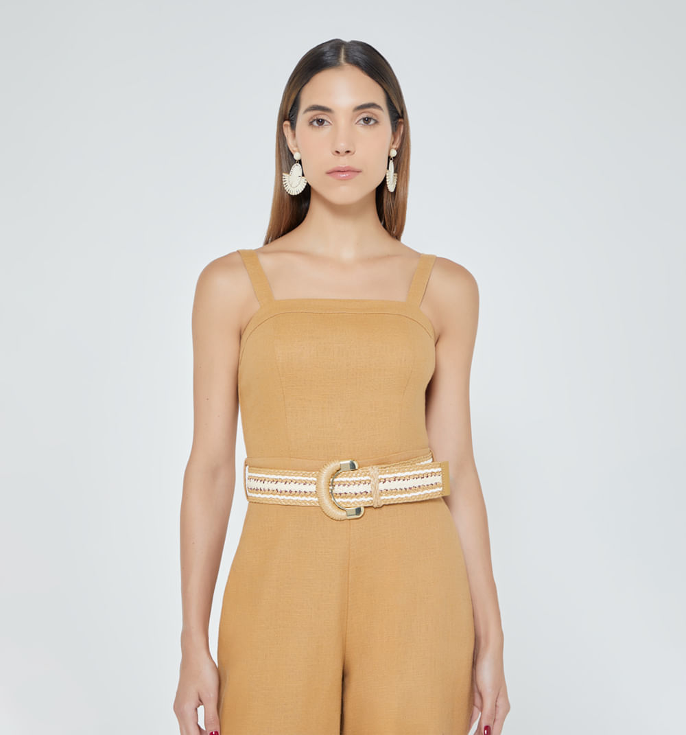 Enterizo Palazo De Tiras Con Cinturon