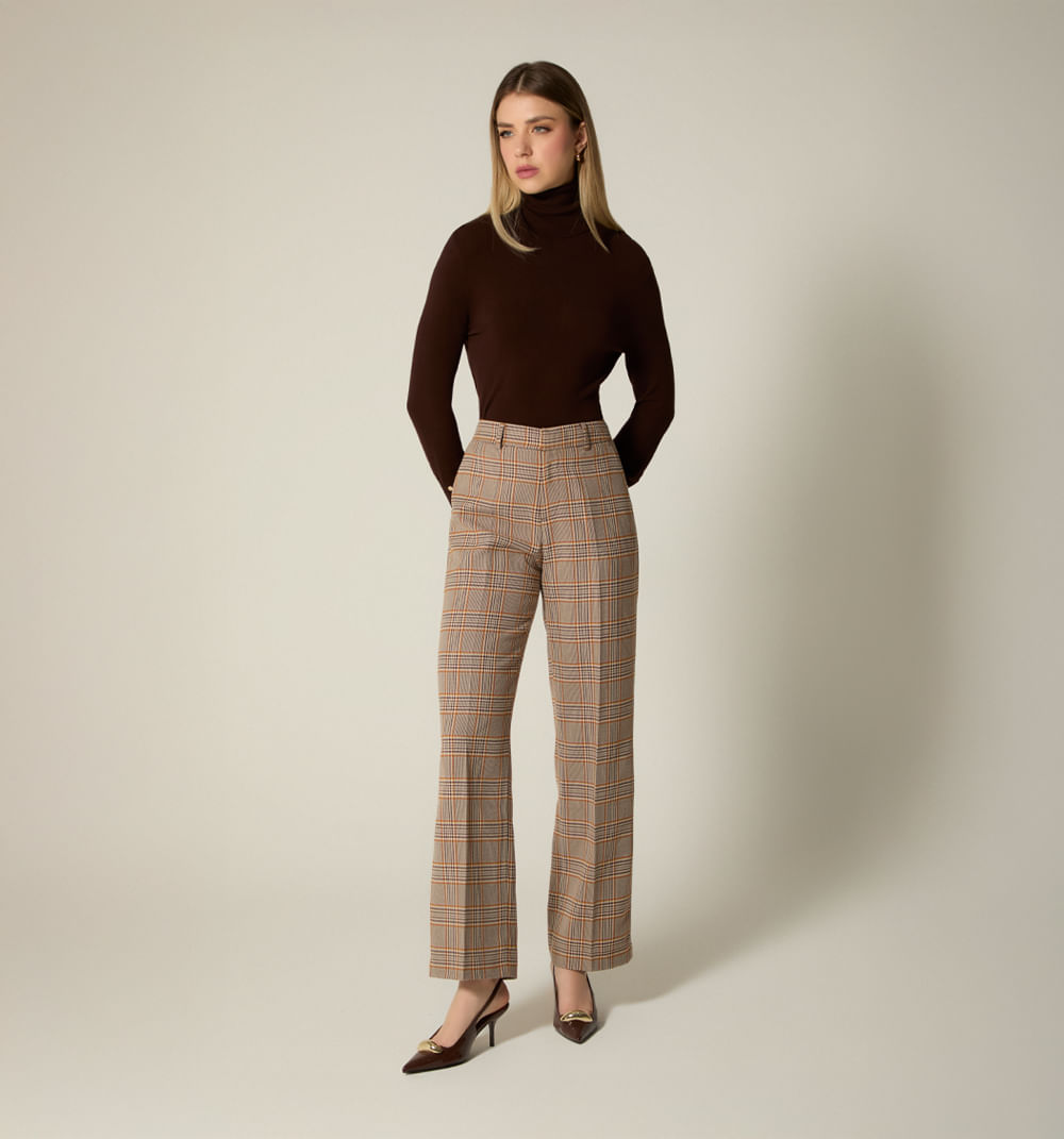 Pantalon Tiro Recto En Principe De Gales