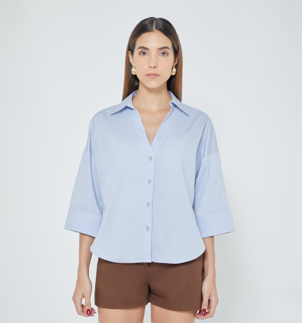 Blusa Manga 3/4  Puño Con Doblez