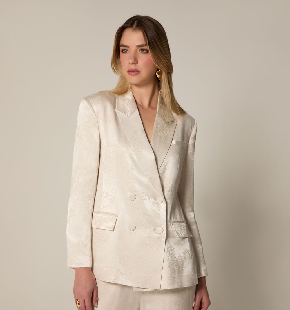 Blazer Manga Larga Efecto Jacquard