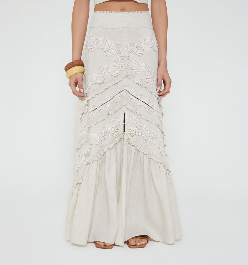 Falda Larga Con Alforzas