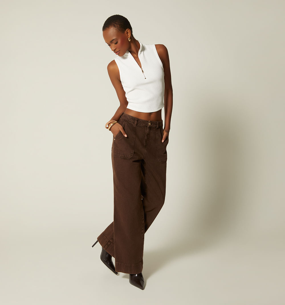 Jean Bota Recta Tiro Alto Bolsillo