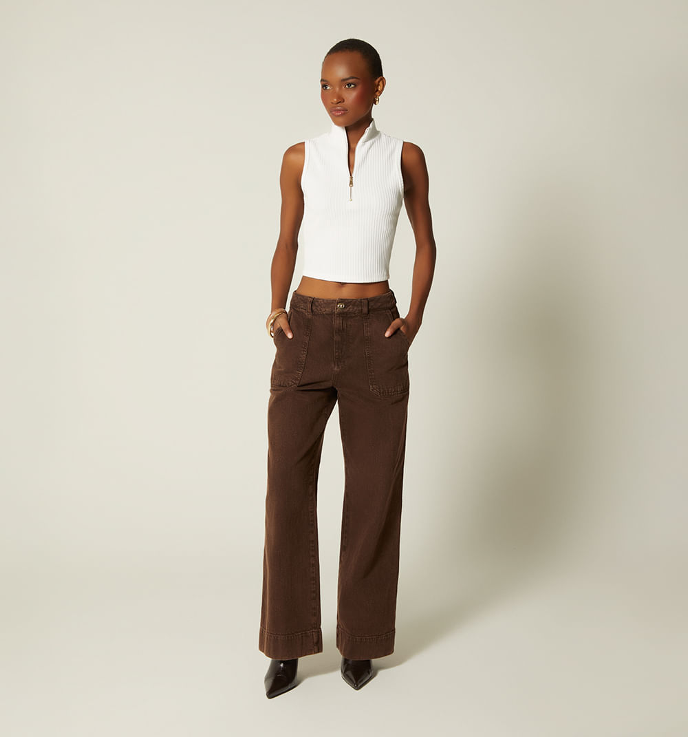 Jean Bota Recta Tiro Alto Bolsillo